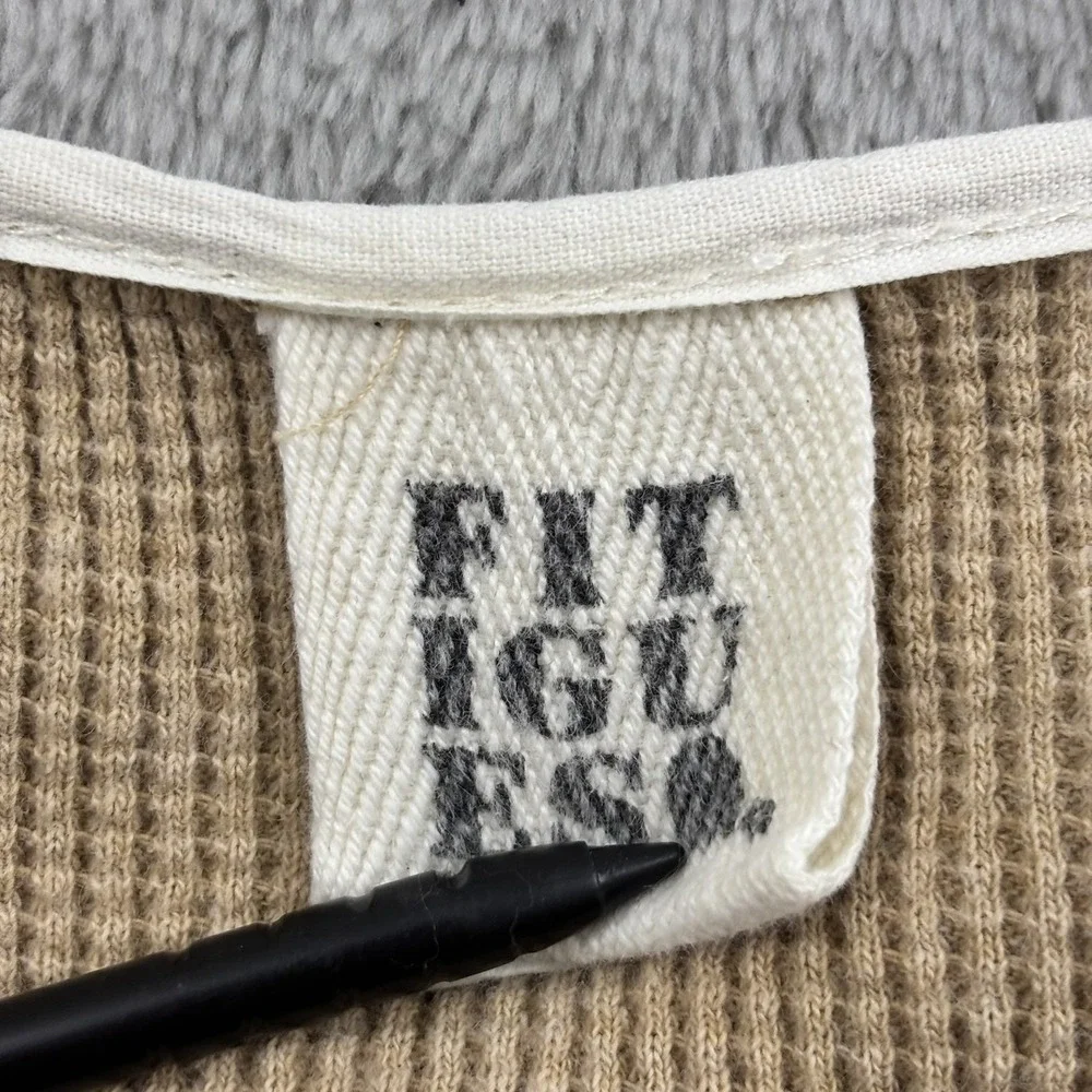 VTG Fitigues Waffle‎ Knit Zip Up Sweater Jacket Womens S Beige Comfy Loungewear - Picture 12 of 14